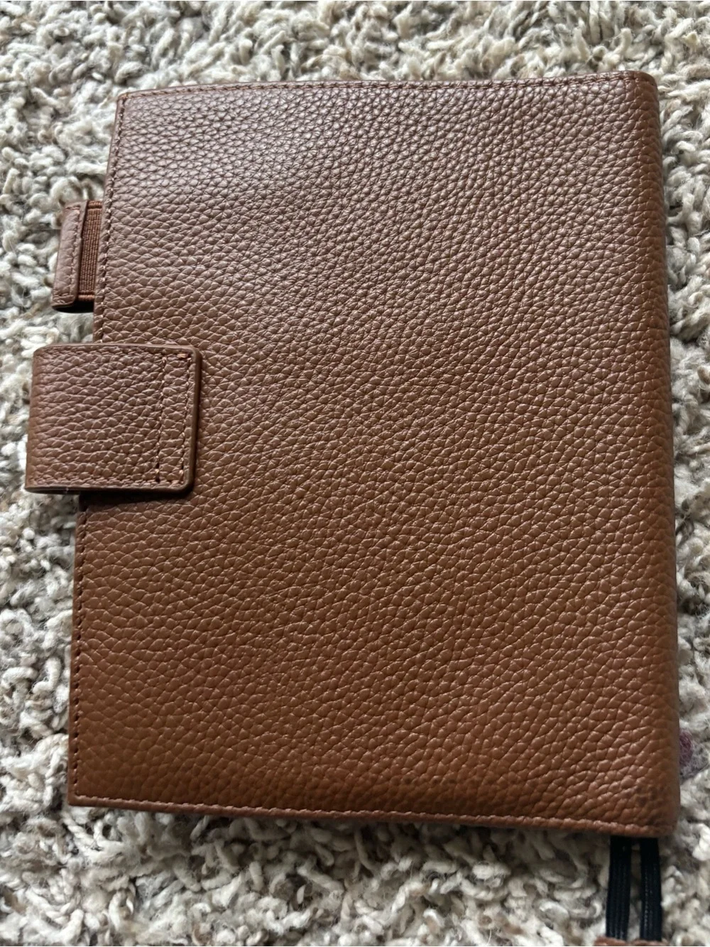 Pebbled Brown Leather Planner with Snap Closure